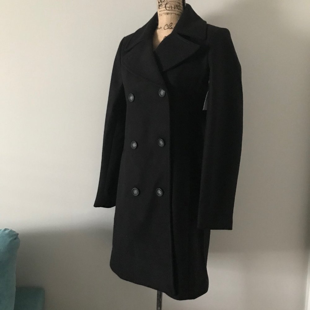 NWT Old Navy Long Soft-Brushed Black Pea Coat